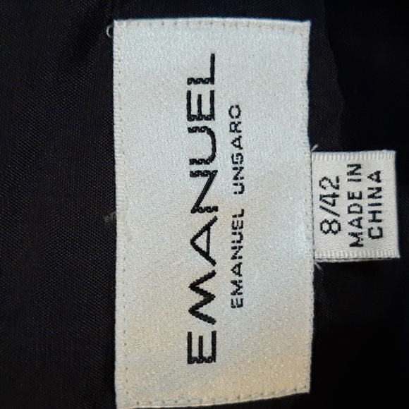 Emanuel Ungaro Zipper Front Navy Blue and Cream Silk Brocade Vest, Size 8 - Picture 2 of 9